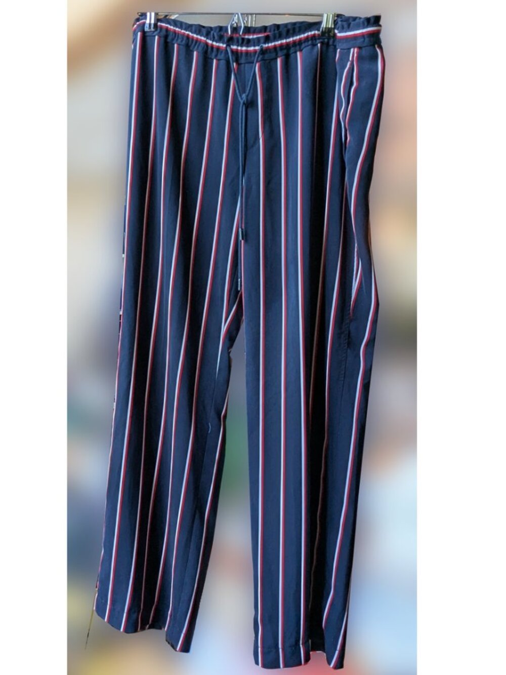Tommy Hilfiger Striped Flowy Wide Leg Pants - Large